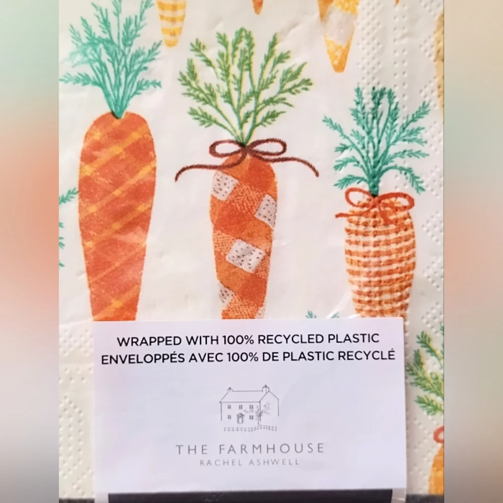 Rachel Ashwell The Farmhouse Pack of 40 Ct Paper Cocktail Napkins Garden Carrots